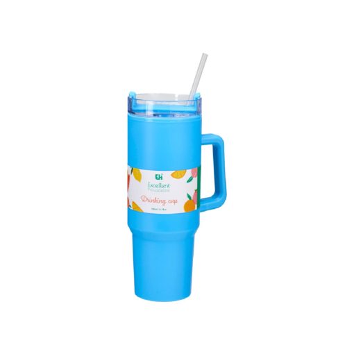 Óriás szívószálas pohár fogantyúval 1100ml - Kék