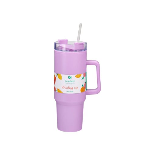 Óriás szívószálas pohár fogantyúval 1100ml - Lila