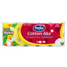 Perfex Cotton like wc-papír 10 tekercs 3 rétegű - Comfort line Natural