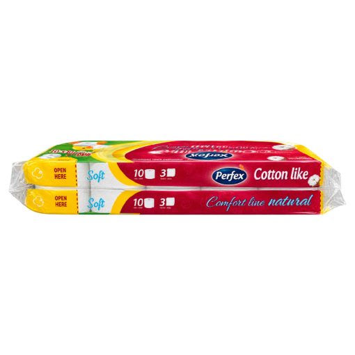 Perfex Cotton like wc-papír 10 tekercs 3 rétegű - Comfort line Natural