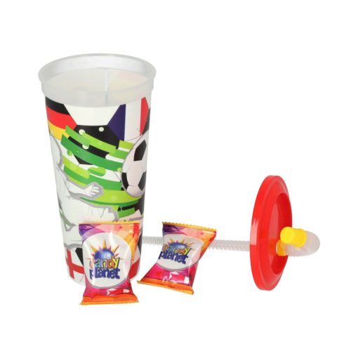 Szívószálas Pohár 10g Csokis Keksszel 430ml - Focis