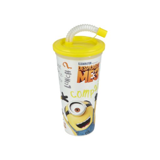 Szívószálas Pohár 10g Csokis Keksszel 430ml - Minyonok