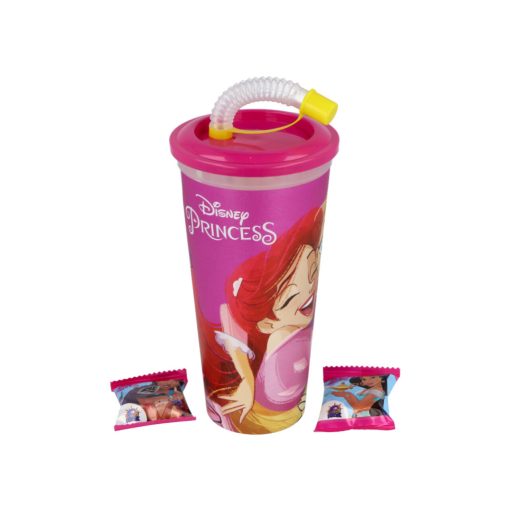 Szívószálas Pohár 10g Csokis Keksszel 430ml - Hercegnők