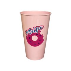 Műanyag mintás pohár 450ml - Rózsaszín fánk