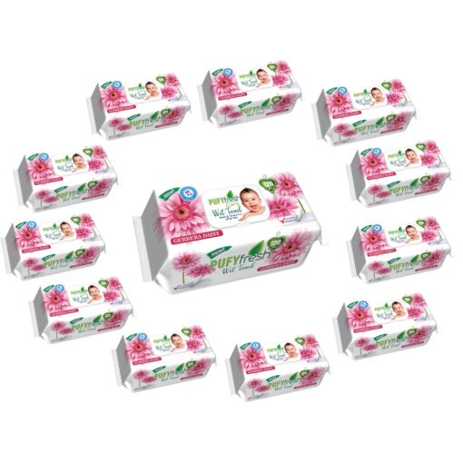 Pufy Fresh nedves törlőkendő 120db Fedeles - Gerbera(12csomag)