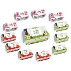   Pufy Fresh nedves törlőkendő 120db Fedeles - Illatmix - Eper, Gerbera, Alma-fahéj(12csomag)