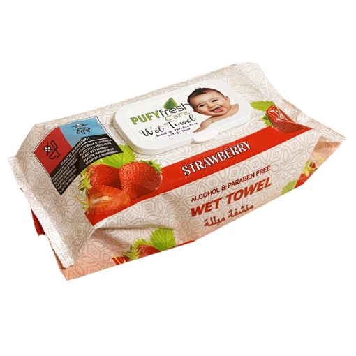 Pufy Fresh nedves törlőkendő 120db Fedeles - Eper
