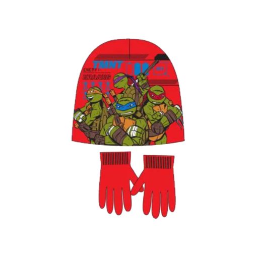 Tini Nindzsa Teknőcök Power Squad gyerek sapka + kesztyű szett 52 cm - Piros