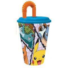 Pokémon Battle szívószálas pohár, műanyag 430 ml
