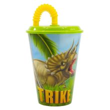 Dinoszaurusz T-Rex szívószálas pohár, műanyag 430 ml