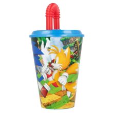 Sonic a sündisznó Adventure szívószálas pohár, műanyag 430 ml