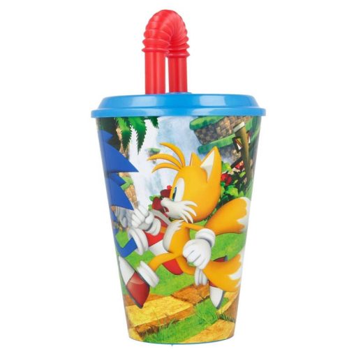 Sonic a sündisznó Adventure szívószálas pohár, műanyag 430 ml